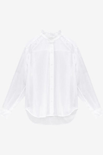 Camisa de algodón con cuello con volantes