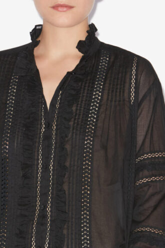 Camisa de voile de algodón calado Valda Camisa de voile de algodón calado Valda
