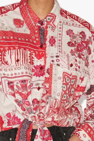 Camisa de voile de algodón estampada con lazo Nathy