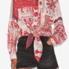 Camisa de voile de algodón estampada con lazo Nathy Camisa de voile de algodón estampada con lazo Nathy