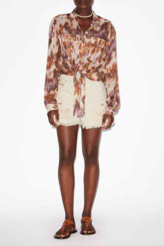 Camisa Nathy de voile de algodón estampada con lazo Camisa Nathy de voile de algodón estampada con lazo