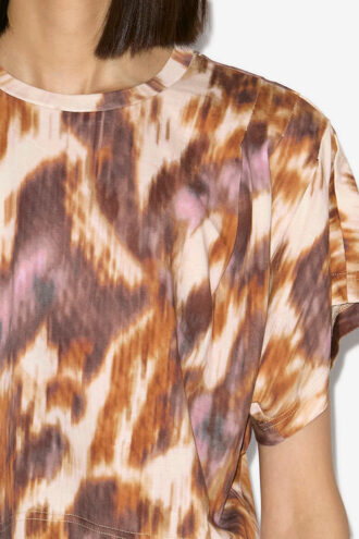 Camiseta corta de algodón con estampado acuarela Zilia