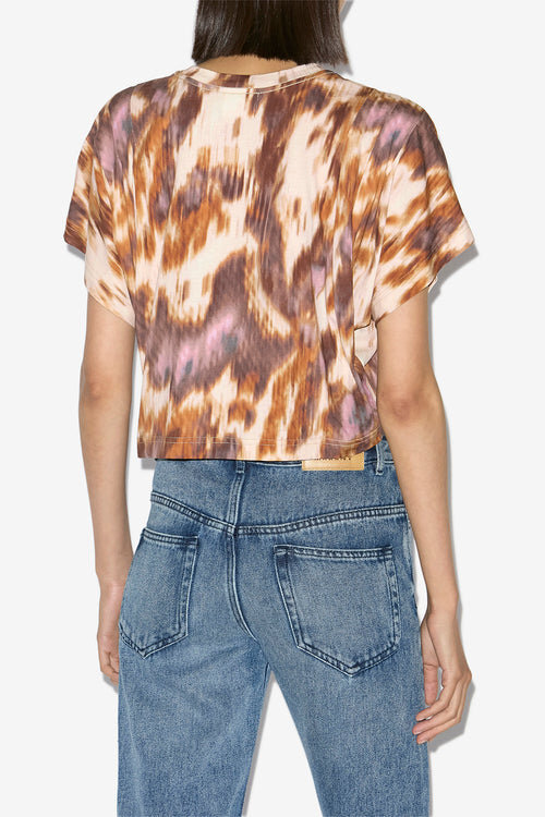 Camiseta corta de algodón con estampado acuarela Zilia Camiseta corta de algodón con estampado acuarela Zilia