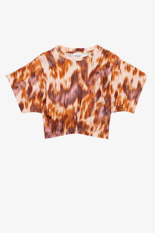 Camiseta corta de algodón con estampado acuarela Zilia Camiseta corta de algodón con estampado acuarela Zilia