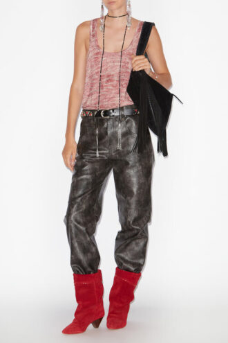 Camiseta sin mangas de lino estampada Thea