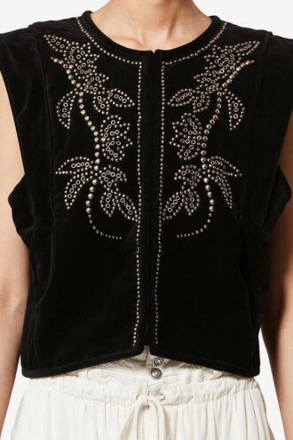 Chaleco de terciopelo con tachuelas Poppy