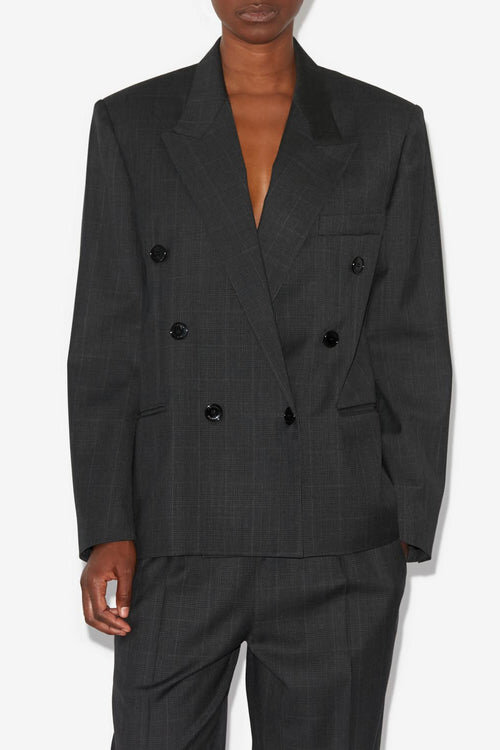 Chaqueta blazer cruzada con cuello de solapa de Klero Chaqueta blazer cruzada con cuello de solapa de Klero