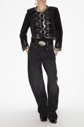 Chaqueta corta de terciopelo bordada Hady