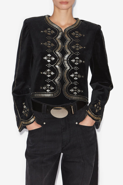 Chaqueta corta de terciopelo bordada Hady Chaqueta corta de terciopelo bordada Hady