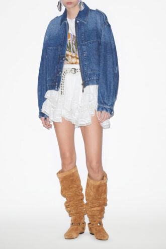 Chaqueta corta estilo workwear Julie en denim liso