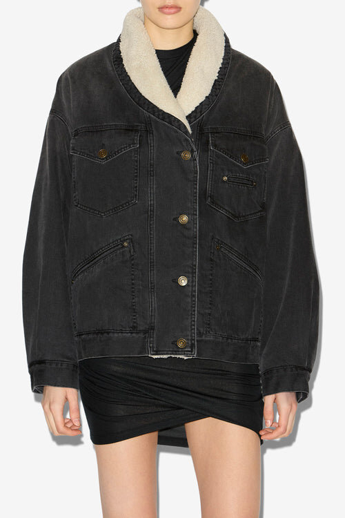 Chaqueta de denim y piel sintética Pimia Chaqueta de denim y piel sintética Pimia