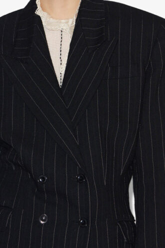 Chaqueta de traje con cinturón y rayas de tenis Maia