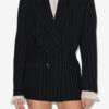 Chaqueta de traje con cinturón y rayas de tenis Maia
