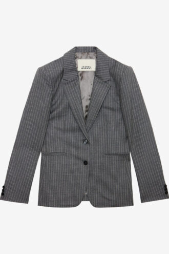 Chaqueta de traje de lana virgen a rayas Reva