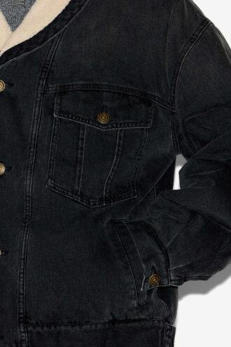 Chaqueta Jackson de denim y piel sintética Chaqueta Jackson de denim y piel sintética