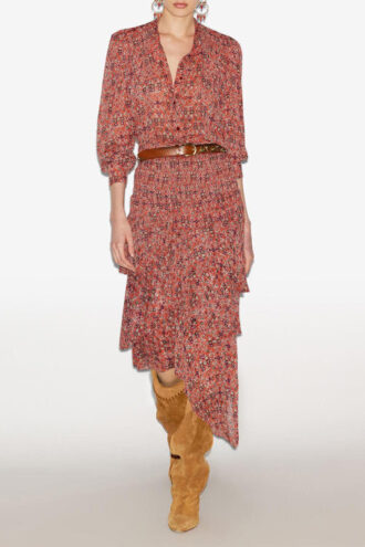 Falda midi con volantes y estampado Brigitte