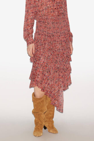 Falda midi con volantes y estampado Brigitte