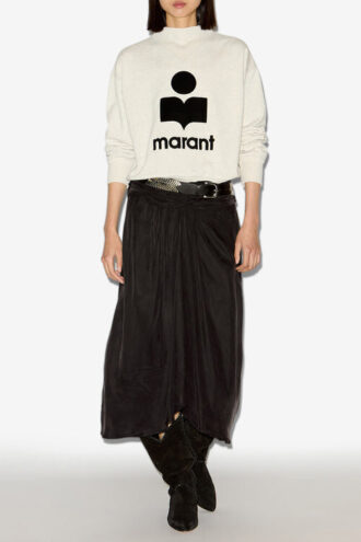 Falda midi de satén fruncida Zoan Falda midi de satén fruncida Zoan