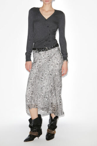 Falda midi Lisanne de terciopelo quemado