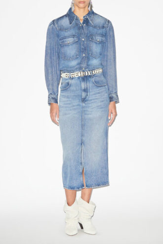 Falda midi Tilauria en denim fino Falda midi Tilauria en denim fino