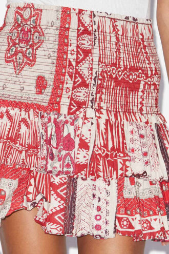 Falda Naomi de voile de algodón fruncido con estampado bandana