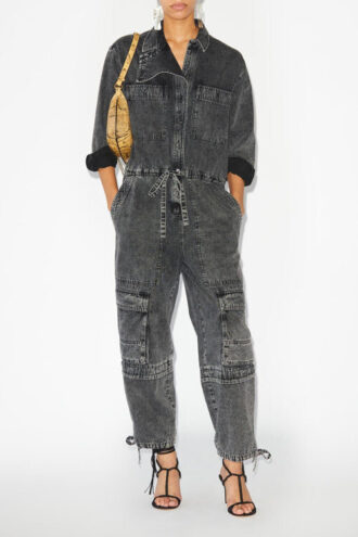 Mono de algodón denim Idany con manga larga