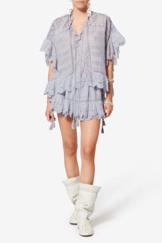 Pantalón corto Puria con volantes de algodón y encaje floral