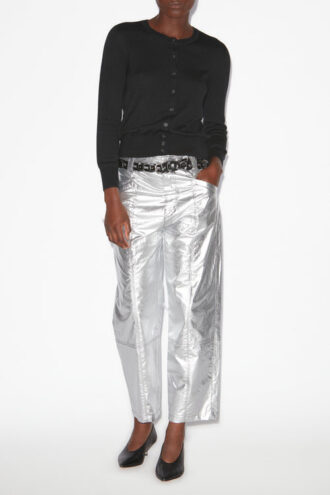 Pantalones Aude de algodón con acabado plateado recubierto