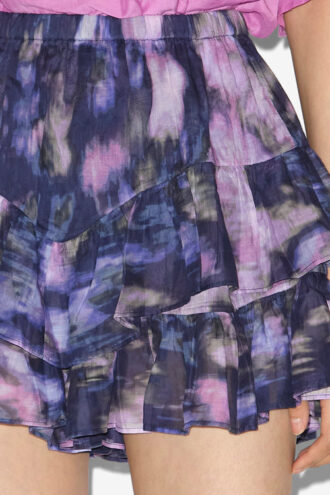 Pantalones cortos con volantes de voile de algodón estampado Jocadia