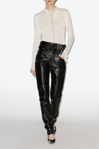 Pantalones rectos de piel Chazia