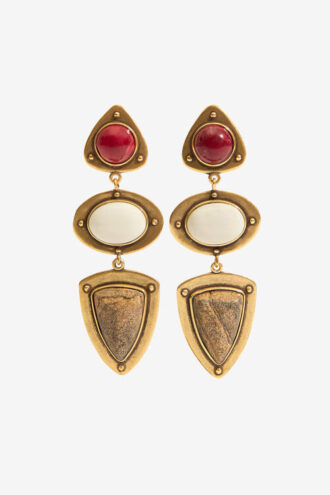 Pendientes colgantes Dees de latón y piedra