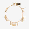 Pulsera de metal con hojas brillantes y colgantes