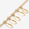 Pulsera de metal con hojas brillantes y colgantes