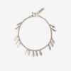 Pulsera de metal con hojas brillantes y colgantes