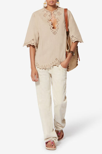 Top de algodón calado estilo túnica Shana Top de algodón calado estilo túnica Shana