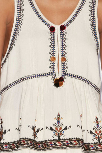 Top de gasa bordado Kourtney