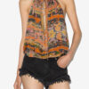 Top de seda estampado Marilou con tachuelas y ojales Top de seda estampado Marilou con tachuelas y ojales