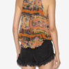 Top de seda estampado Marilou con tachuelas y ojales Top de seda estampado Marilou con tachuelas y ojales