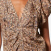 Top Lonea de jacquard de seda con estampado floral drapeado Top Lonea de jacquard de seda con estampado floral drapeado