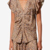 Top Lonea de jacquard de seda con estampado floral drapeado Top Lonea de jacquard de seda con estampado floral drapeado