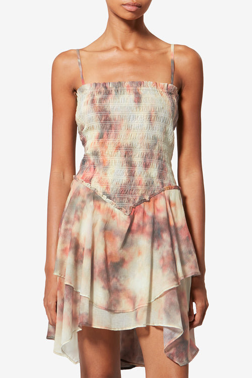 Vestido Anka de voile de algodón estampado fruncido con tirantes Vestido Anka de voile de algodón estampado fruncido con tirantes