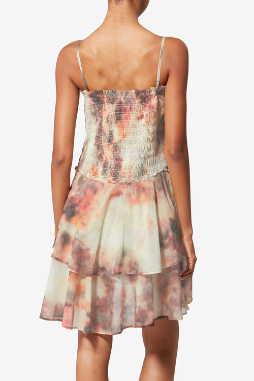 Vestido Anka de voile de algodón estampado fruncido con tirantes Vestido Anka de voile de algodón estampado fruncido con tirantes