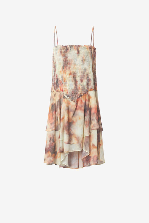 Vestido Anka de voile de algodón estampado fruncido con tirantes Vestido Anka de voile de algodón estampado fruncido con tirantes