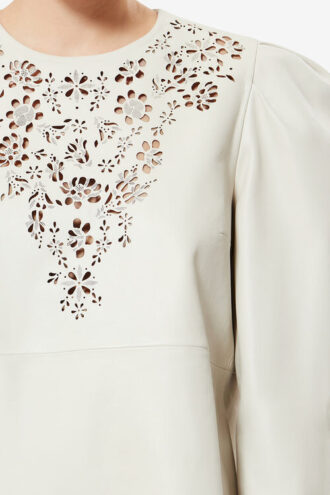 Vestido corto de piel Nala con corte láser