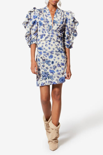 Vestido corto Doris de seda elástica estampada