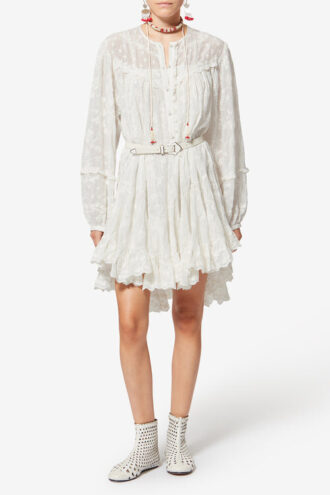 Vestido corto floral de algodón y seda Zame