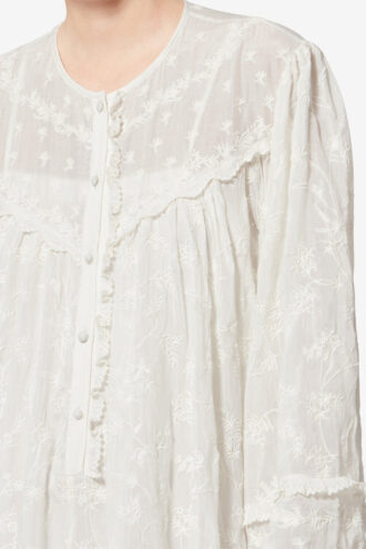 Vestido corto floral de algodón y seda Zame