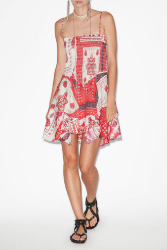 Vestido de voile de algodón estampado fruncido Anka Vestido de voile de algodón estampado fruncido Anka