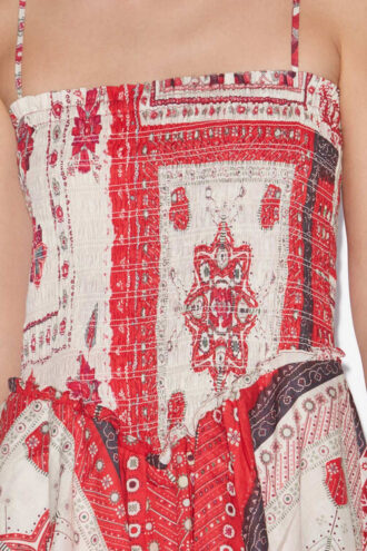 Vestido de voile de algodón estampado fruncido Anka Vestido de voile de algodón estampado fruncido Anka