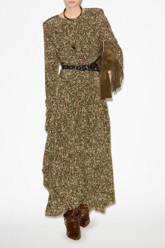 Vestido drapeado con estampado de leopardo Zeidi
